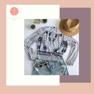 H&M White And Blue Blouse. Greek Design. Romantic